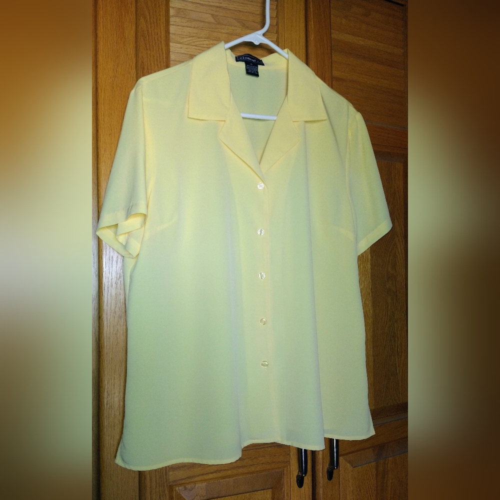 Elementz XL Soft Yellow Button-Up Blouse